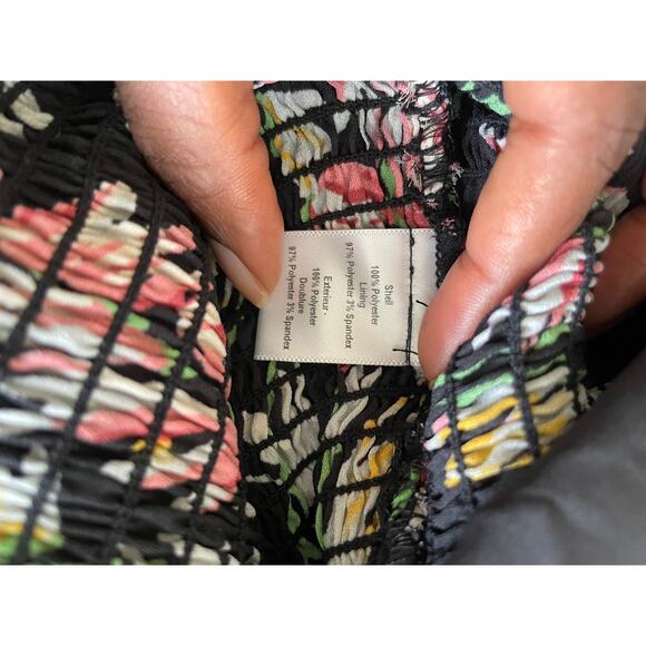 Likely Women's Charleigh Black Floral Smocked Side Ruffle Mini Dress • Size 2 - Picture 5 of 5